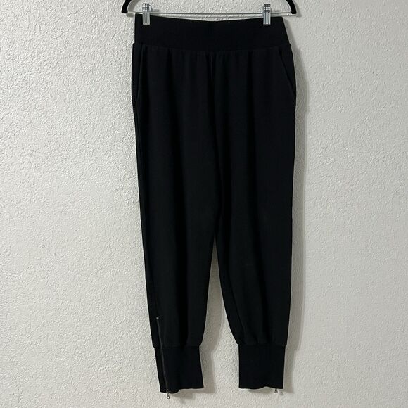 L’Agence Women’s High Rise Joggers Sweatpants Classic Black Zippers Size M - Picture 1 of 12